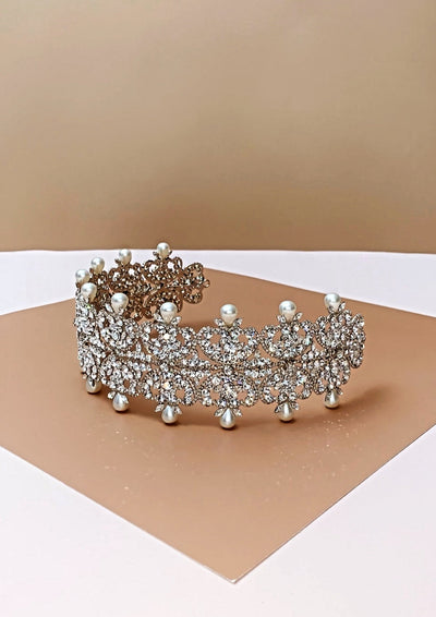 SAVANAH Swarovski Bridal Headband & Pearls Headpiece