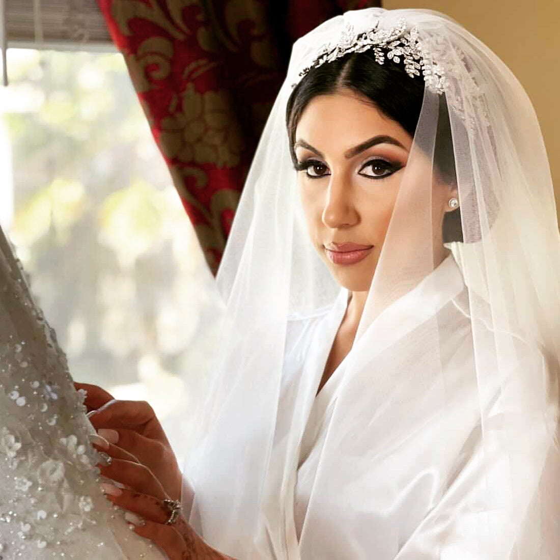 Ellee Real Bride Adorned with AURELIA Swarovski Most Luxurious Bridal Headpiece, Bridal Headband