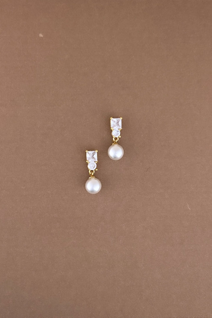DARA Simulated Diamond and Pearl Earrings