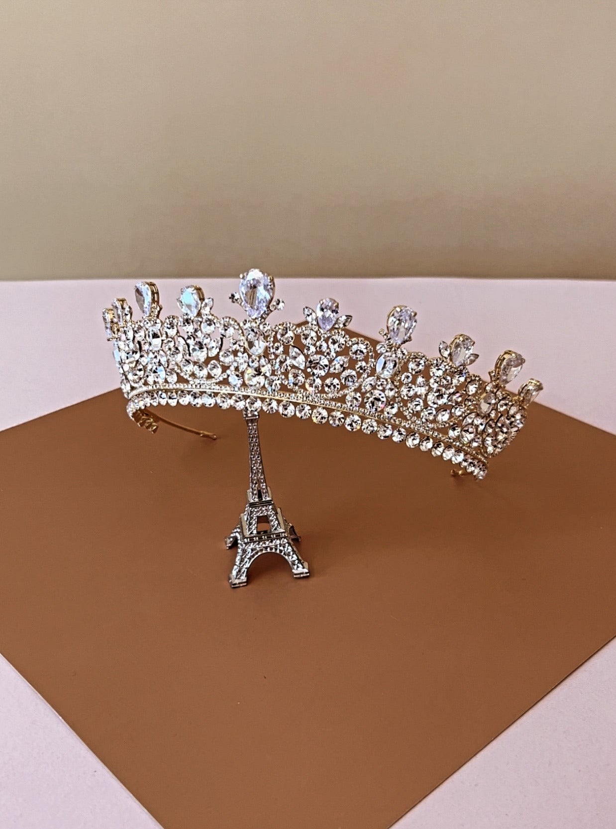 Ellee Real Quinceanera  Adorned with CARINA Swarovski & Pearls Wedding Crown, Princess Tiara