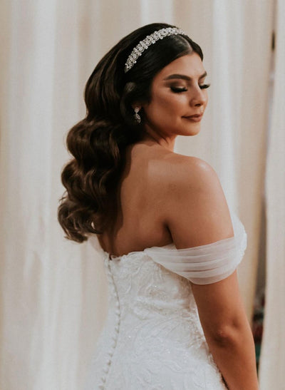 Ellee Real Bride Adorned with GRACE Swarovski Headband