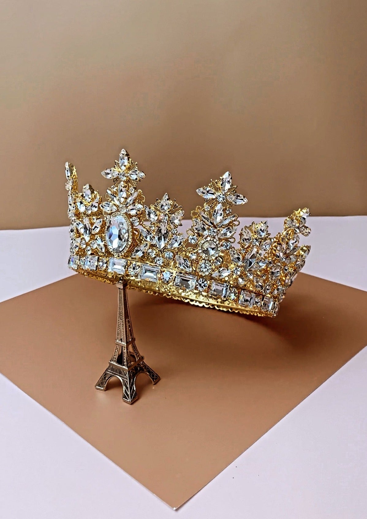 ROYAL LUXE Bridal Full Crown, Regular Crown with Brilliant Swarovski Crystals