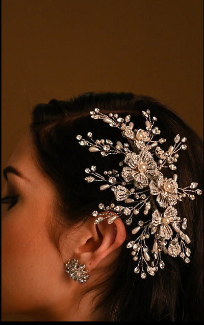 MARIANNA Floral Swarovski and Pearls Hair Comb