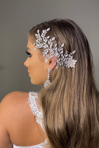 NIKA Rose Gold Swarovski Bridal Hair Wings, Swarovski Hair Comb