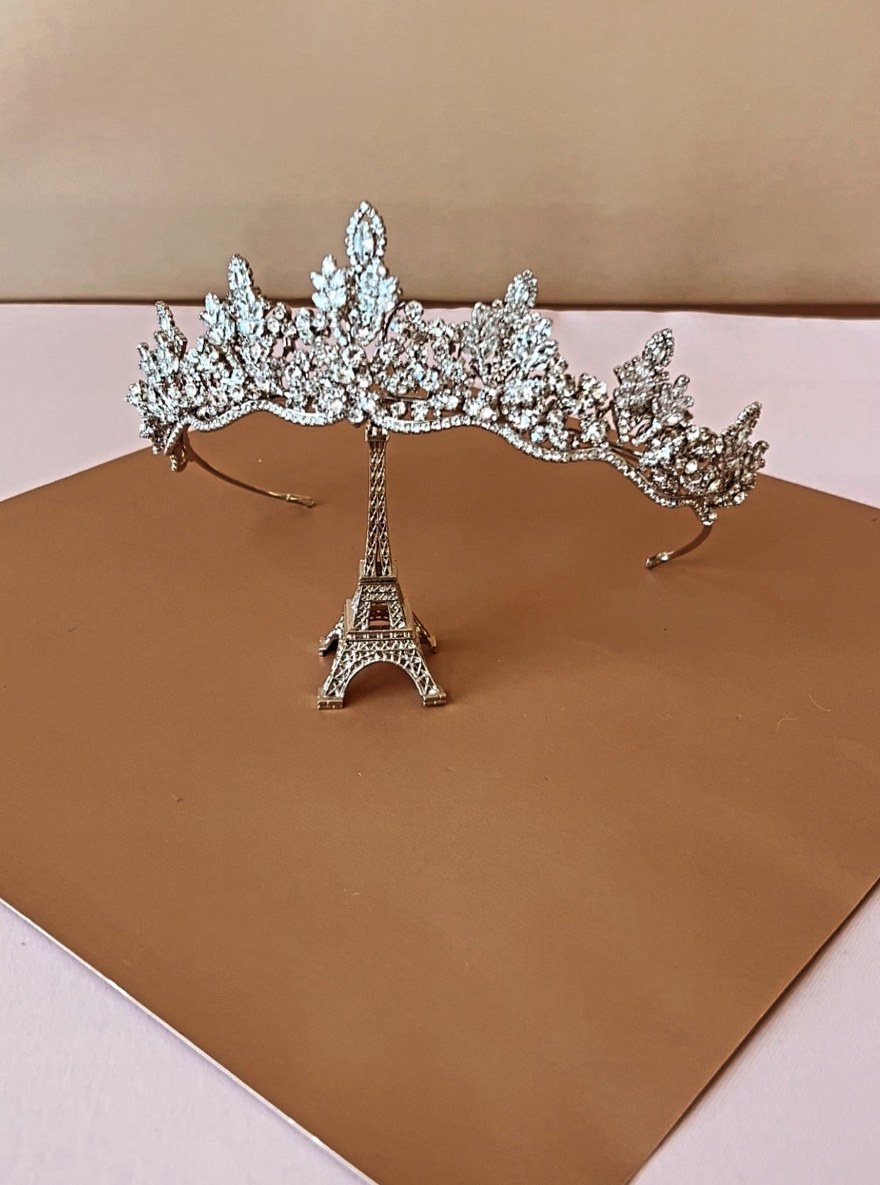 AMAL Luxurious 3-D Bridal Crown, Stunning Royal Wedding Crown