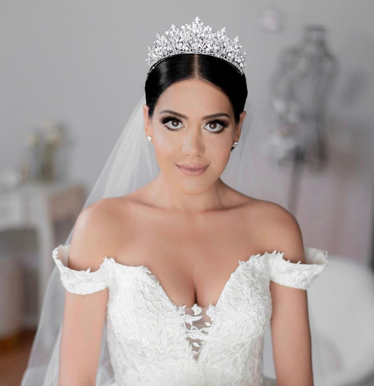 Ellee Real Bride Adorned with RENEE Queen Swarovski Luxurious Bridal Tiara