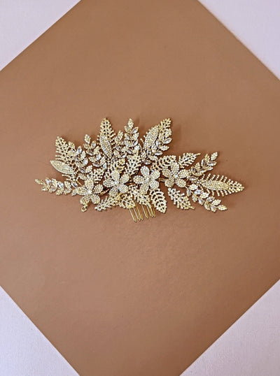 GAMILA Swarovski Bridal Hair Comb, Wedding Hair Wings