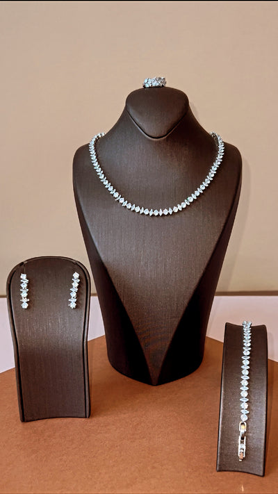 ASTRA Swarovski Jewelry Set with Necklace, Bracelet, Drop Earrings, and Ring