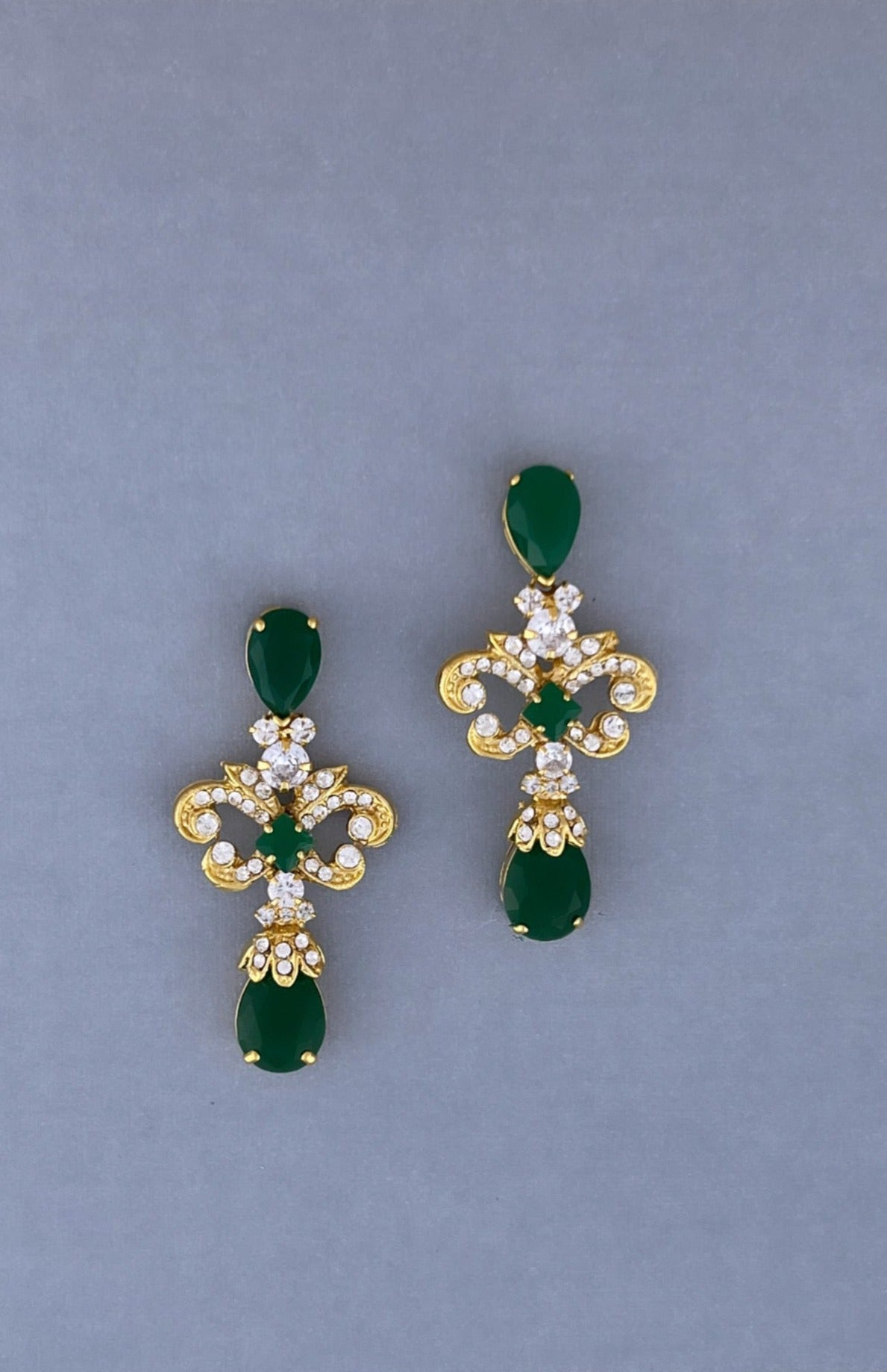 Emerald green swarovski earrings on sale