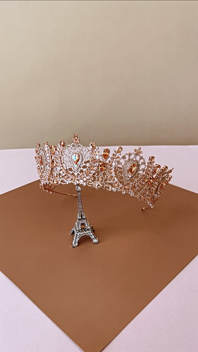 ANGELIKA Rose Gold with Rose Gold Crystals Bridal Crown & Swarovski Crystals