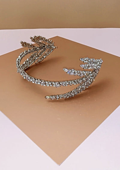 NATASHA Bridal Headband Gold with Gold Swarovski Crystals