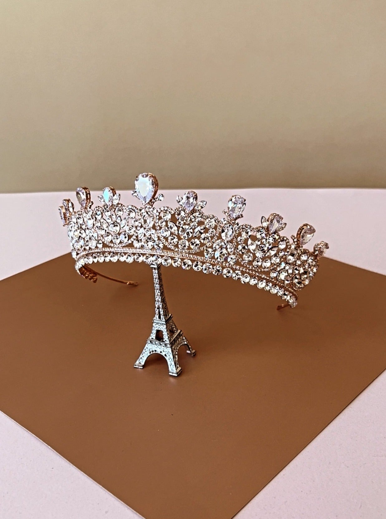 Ellee Real Quinceanera Embellished with CARINA Swarovski & Pearls Crown, Princess Tiara