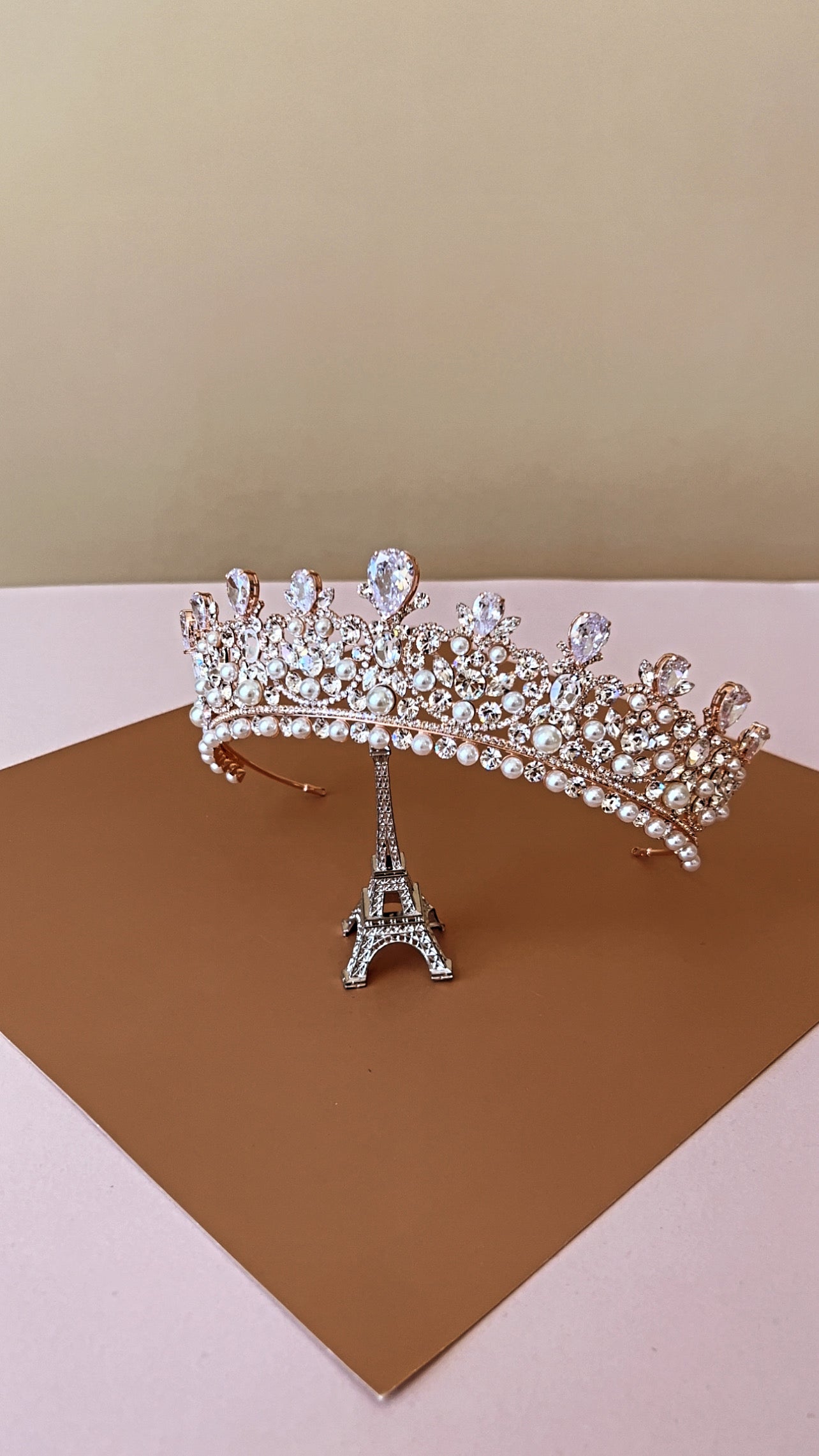 CARINA Swarovski & Pearls Wedding Crown, Princess Tiara