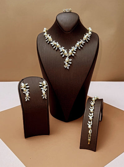 ANGEL LUXE Jewelry Set with Necklace, Bracelet, Drop Earrings and Ring