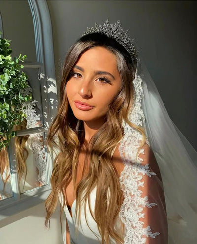 Ellee Real Bride Adorned with GEMNA Swarovski Luxurious Wedding Tiara 3D Luxury