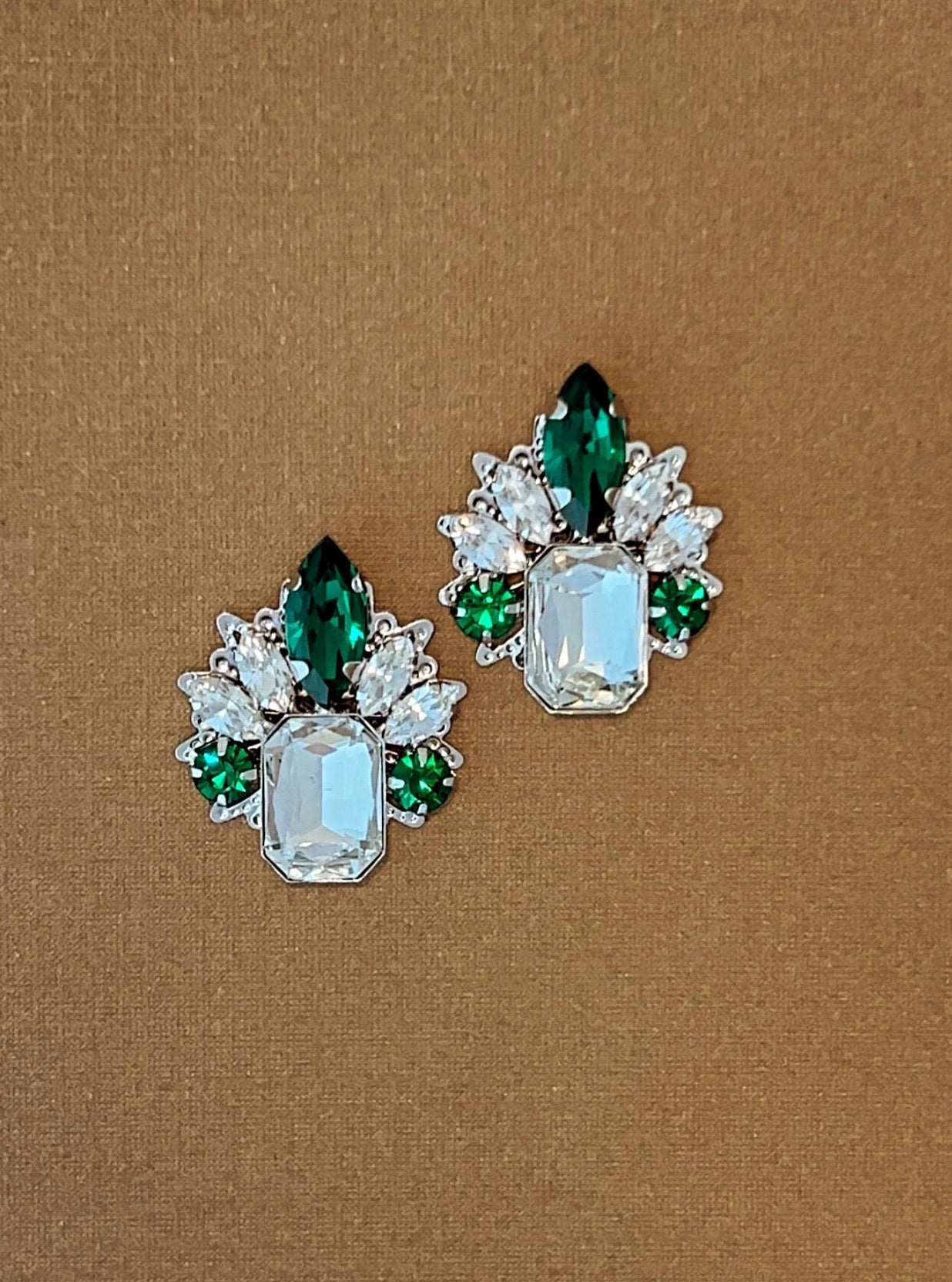 OYA-EMERALD Swarovski Stud Earrings