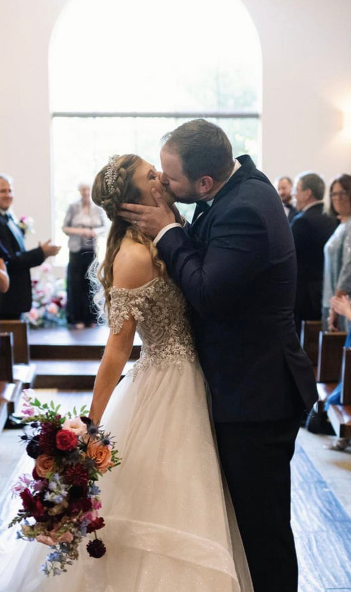 Ellee Real Bride Adorned with INNA Stunning 3-D Swarovski Bridal Headband