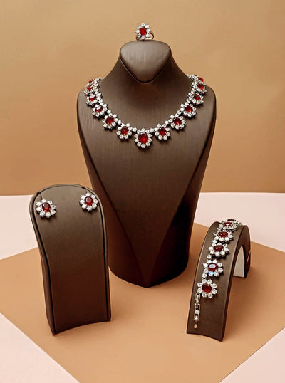 SWAROVSKI SIAM Jewelry Full Set with Necklace, Bracelet, Earrings and Ring