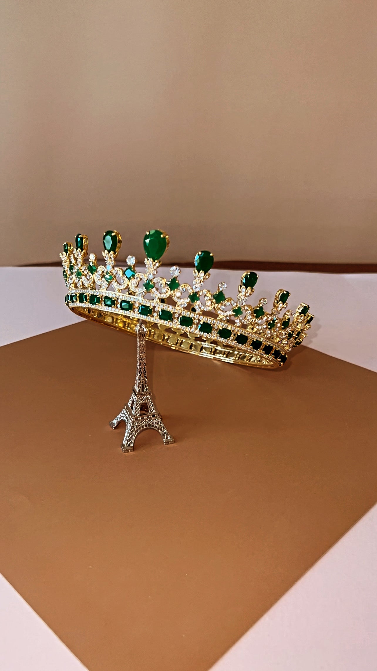 MAJESTIC EMERALD Green Full Crown Swarovski Most Luxurious Royal Crown