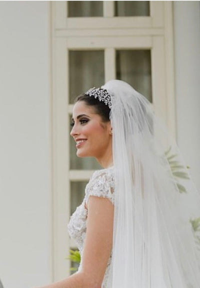 Ellee Real Bride Adorned with FIONA Swarovski Bridal Headband