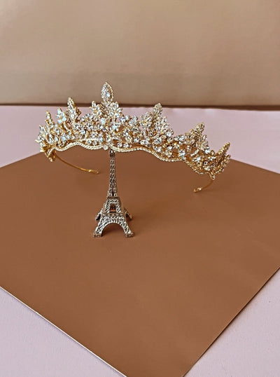 AMAL Luxurious 3-D Bridal Crown, Stunning Royal Wedding Crown