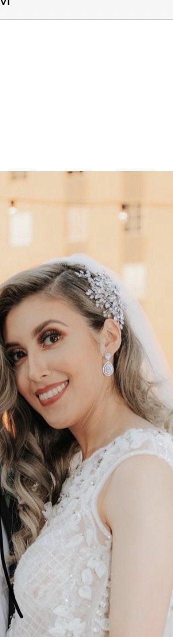 Ellee Real Bride Adorned with LUSSO Swarovski Hair Comb, Stunning Wedding Headpiece