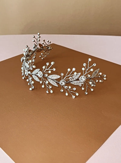 OKSANA Swarovski Wedding Headpiece with Gorgeous Pearls