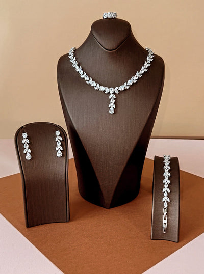 JESSAMINE Jewelry Set with Necklace, Bracelet, Drop Earrings, and Ring