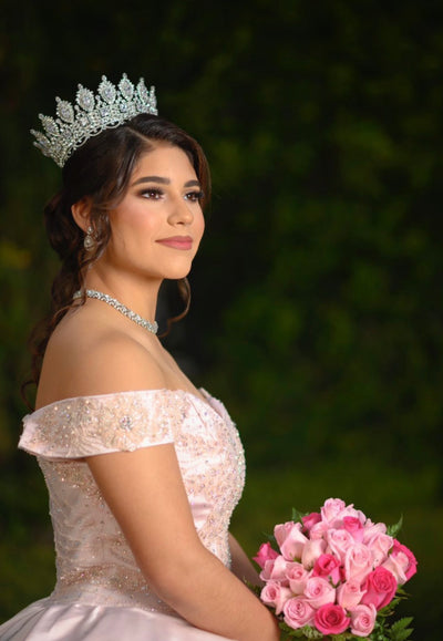 Ellee Real Quinceanera Adorned by MAJESTIC ROYAL Bridal Full Crown with Brilliant SWAROVSKI Crystals