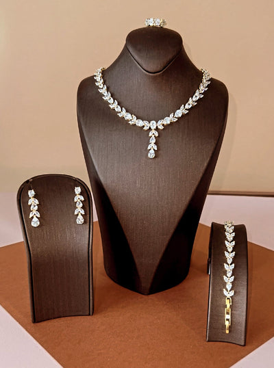 JESSAMINE Jewelry Set with Necklace, Bracelet, Drop Earrings, and Ring