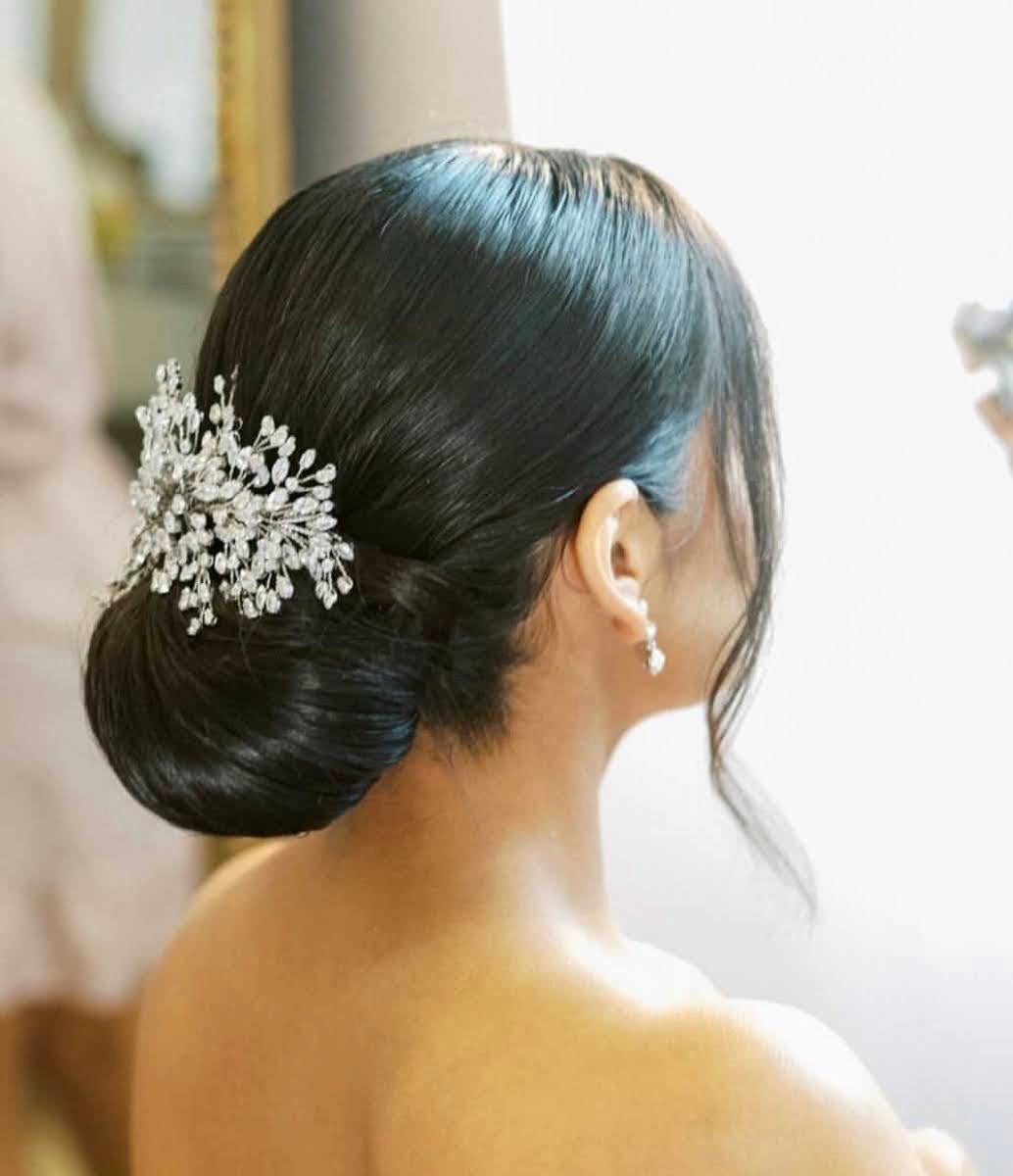 Ellee Real Bride Adorned with LUSSO Swarovski Hair Comb, Stunning Wedding Headpiece