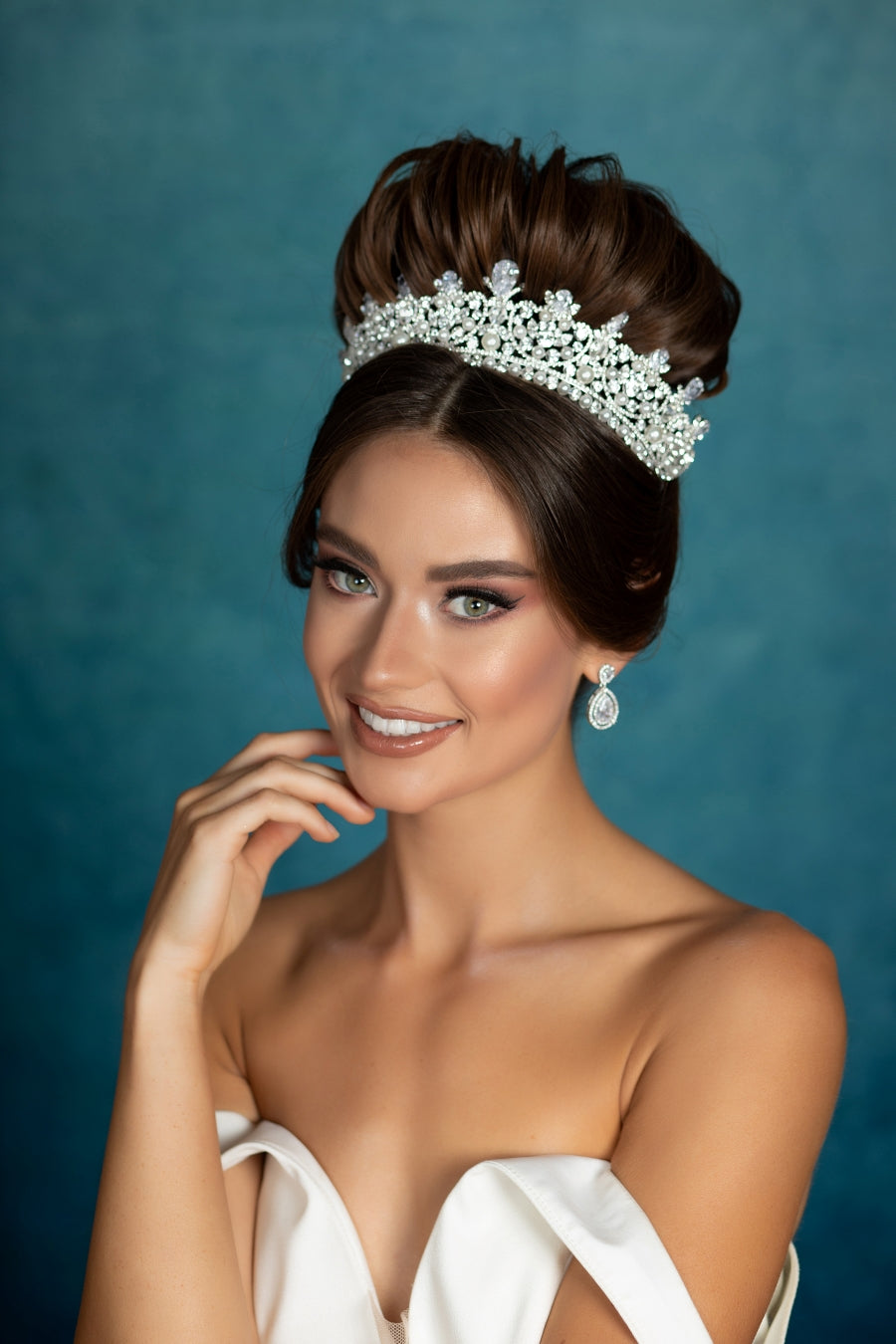 CARINA Rose Gold Swarovski & Pearls Bridal Crown, Wedding Tiara