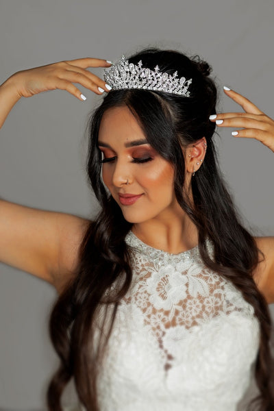 Ellee Real Bride Adorned with GEMNA Swarovski Luxurious Wedding Tiara 3D Luxury