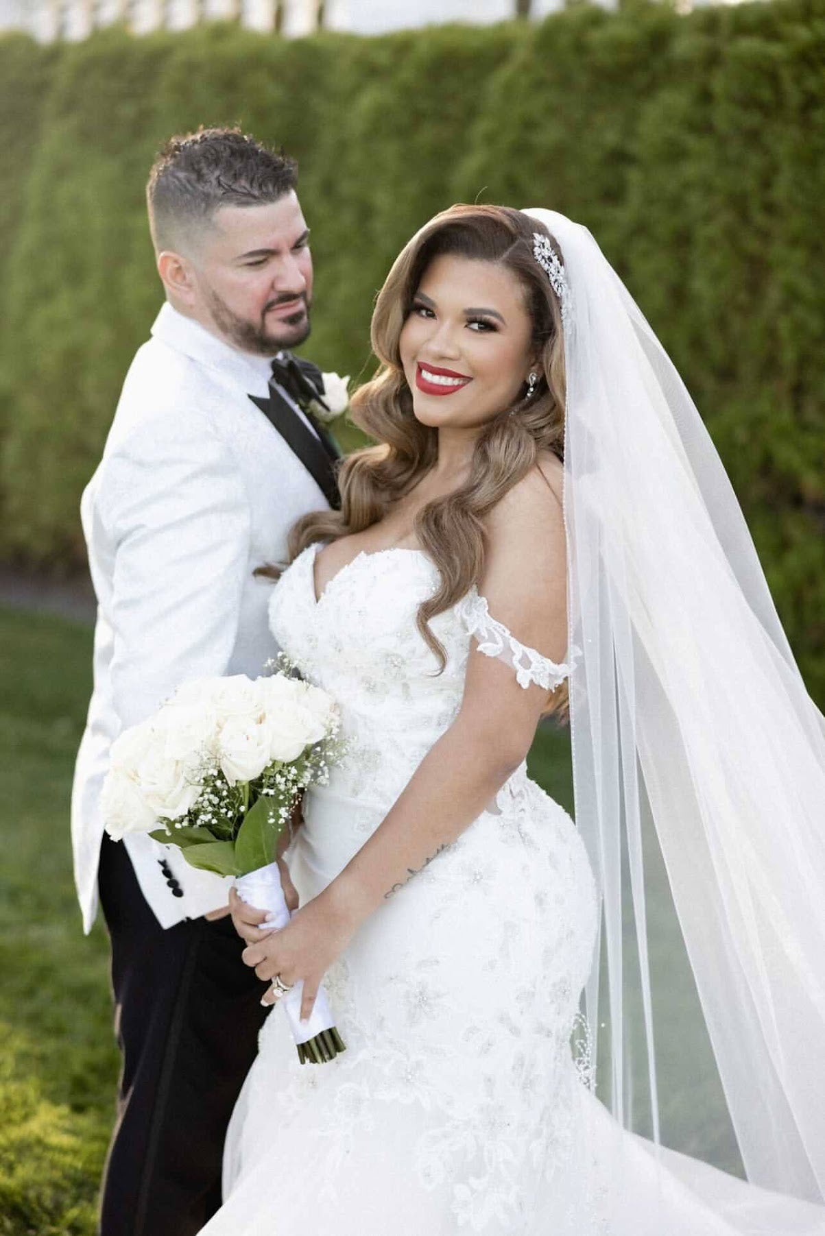 Ellee Real Bride Adorned with RAIN Wedding Headpiece, Swarovski Hair Comb - Side Piece